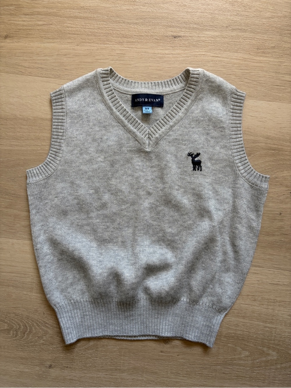Andy & Evan Boys Gray Deer Sweater Vest 3T